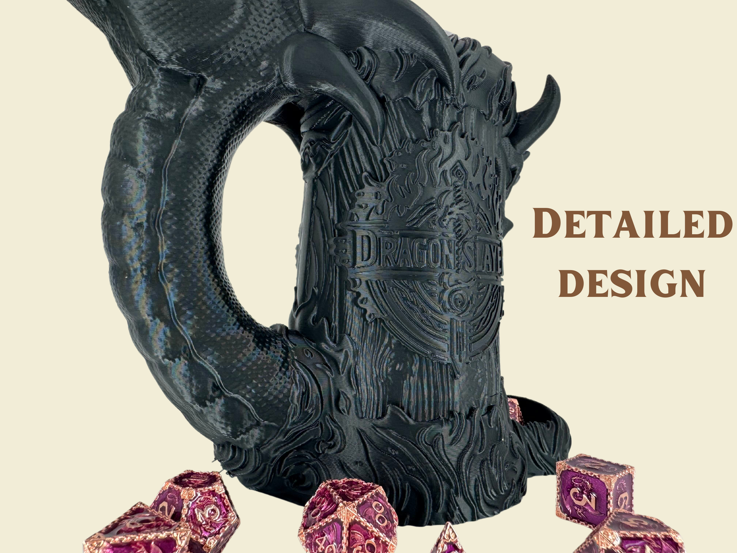 Dragonslayer dice tower Tankard / Can Cosy / 3D Printed / 330ML