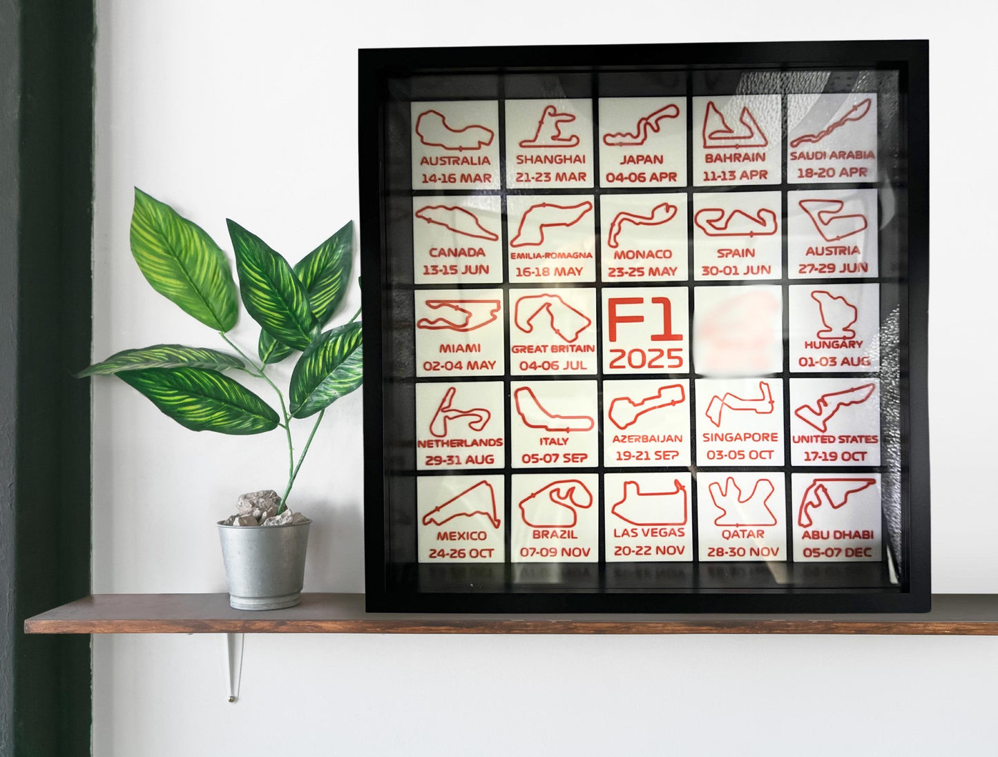 3D F1 Calendar in Deep Boxed Frame - Wall Hangable and Freestanding