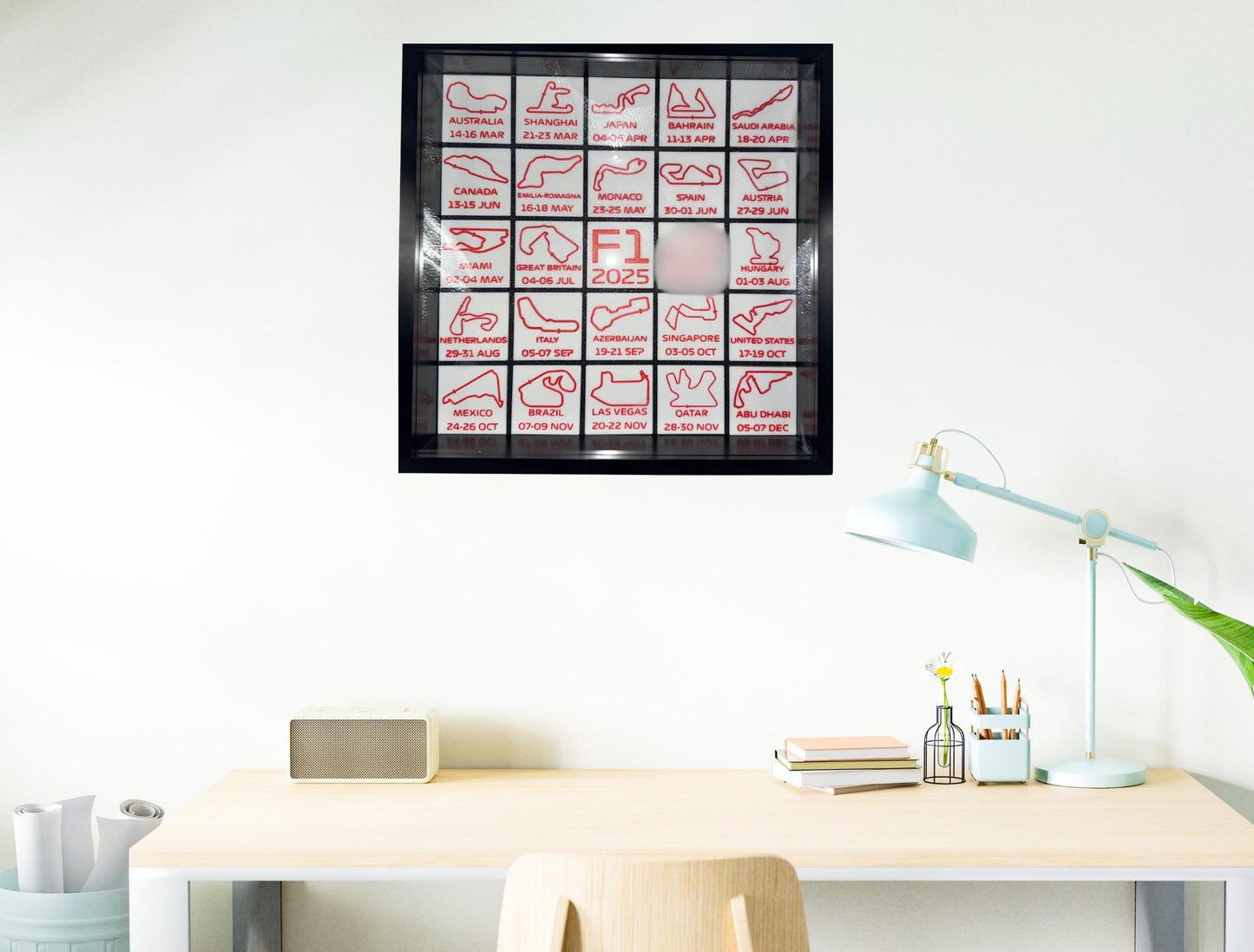 3D F1 Calendar in Deep Boxed Frame - Wall Hangable and Freestanding