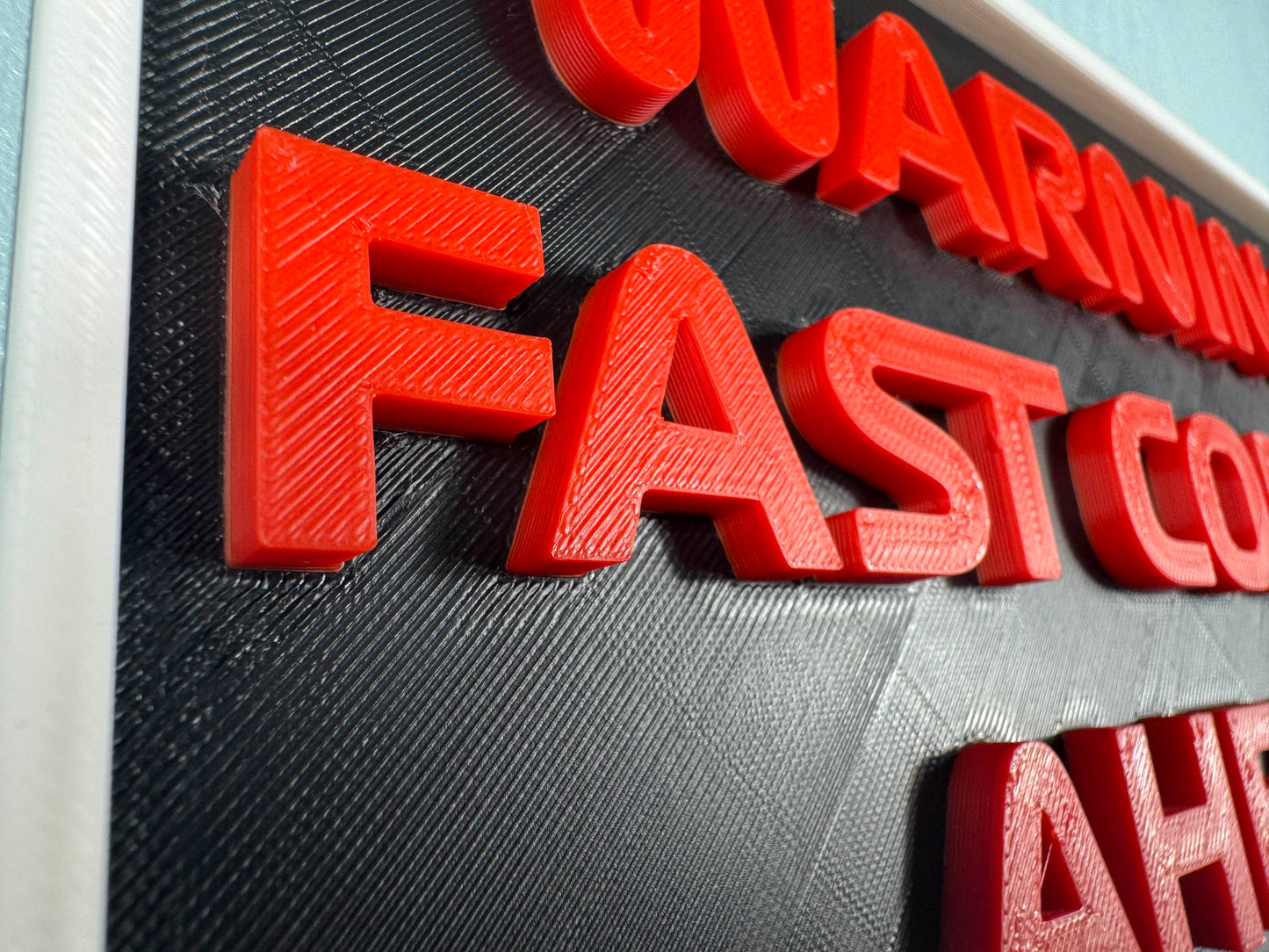 F1 Sign - Warning. Fast Corner Ahead