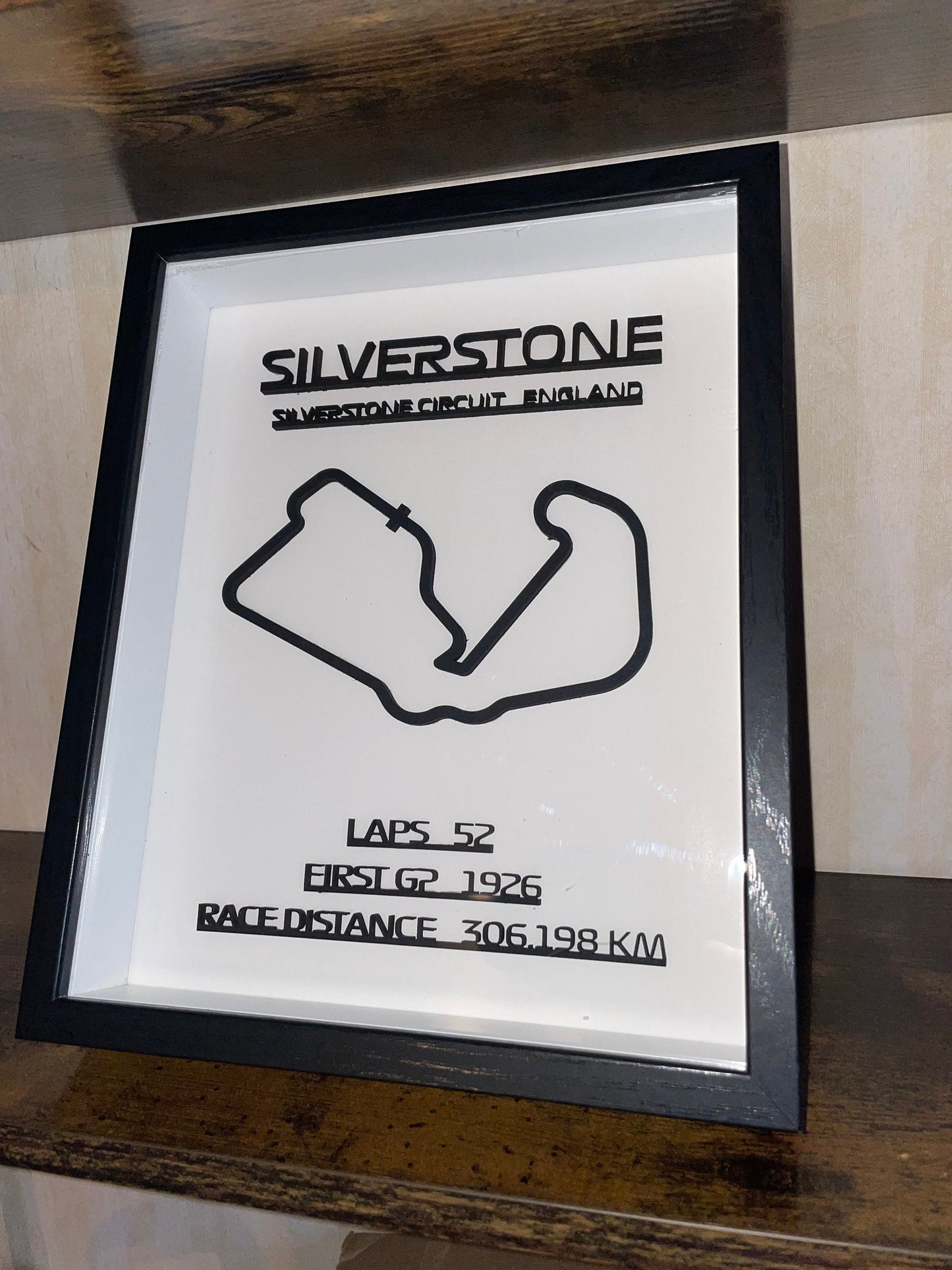 F1 Silverstone 3D Track Art in a Stunning Deep Wooden Style Photo Frame