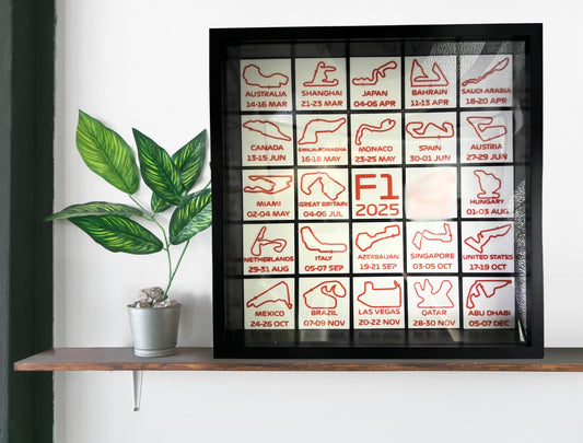 3D F1 Calendar in Deep Boxed Frame - Wall Hangable and Freestanding